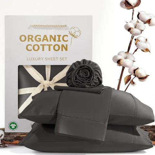 SONORO KATE 100% Organic Cotton Sheets Set - 1000 High Thread Count, GOTS Certified Long Staple Cotton Bed Sheets, Soft, Breathable 5-Star Hotel