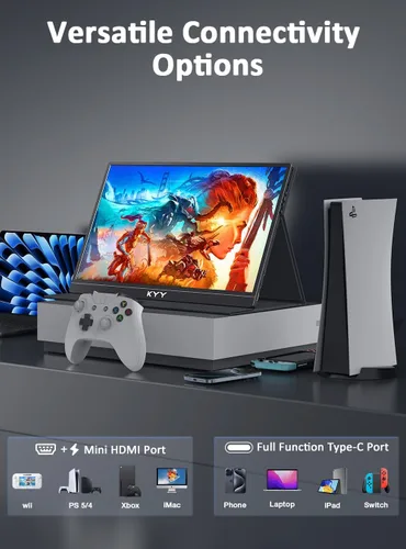 Miniatura 4 de KYY Monitor portátil 4K de 15.6" Monitor portátil para portátil UHD IPS 3840X2160 Pantalla externa con 100% sRGB y HDR Monitor