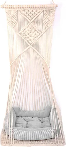 Doralus - Cama para gato tipo hamaca de macramé, columpio cama para gato, jaula de cuerda de algodón colgante para gato, casa para gatos, juguete