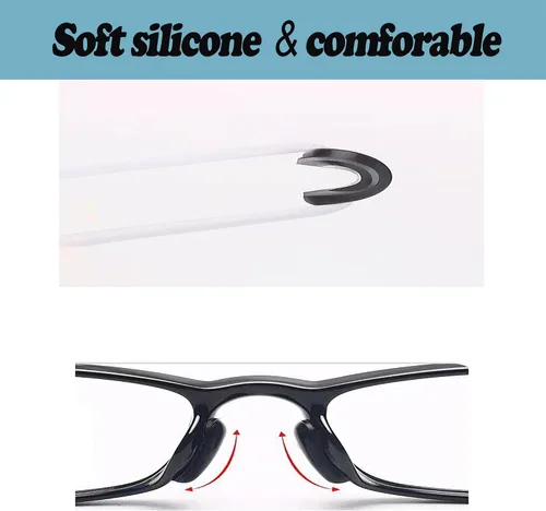 Miniatura 5 de 15 pares de almohadillas de nariz adhesivas de silicona suave antideslizante para marcos de plástico, anteojos y lentes de sol (negro, 0.071 in)