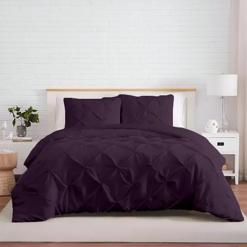 Miniatura 17 de Kotton Culture 1 Pc Twin/Twin XL Size Pinch Pleated - Pintuck Duvet Cover Only - 100% Egyptian Cotton Sateen -1000 TC Luxury Comforter Cover-Zipper