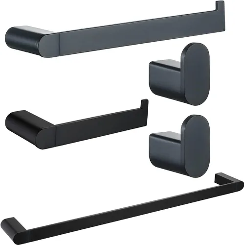 Miniatura 19 de RANDOM Toallero negro mate para baño y cocina de 9 pulgadas, soporte de toalla de mano SUS304, toallero de acero inoxidable, barra de toalla
