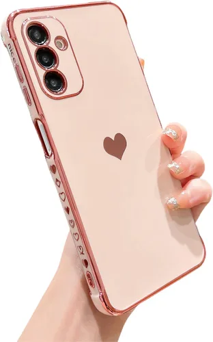 Miniatura 7 de phylla Funda de teléfono compatible con Samsung Galaxy A12 de 6.5 pulgadas, lindo corazón chapado en oro, elegante funda de lujo para mujer