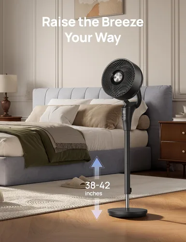 Miniatura 9 de DREO Ventilador para dormitorio, actualizado 2026, flujo de aire de 90 pies, ventilador silencioso de 20 dB, ventilador de pie oscilante de 90°
