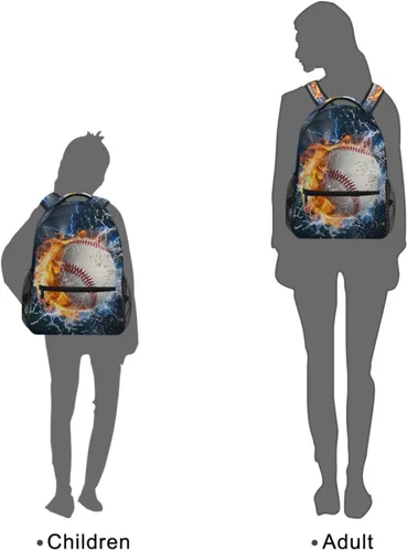 Miniatura 9 de Mochila para adultos, mochila escolar casual, bolsa de viaje con cremallera, Abstracción Fuego Agua Béisbol De, Mochilas Daypack