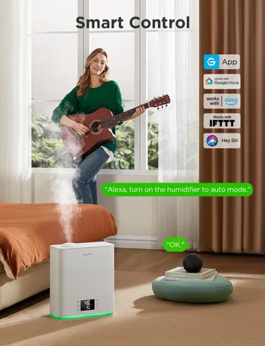 Miniatura 3 de GoveeLife Humidificadores Inteligentes para Dormitorio Habitación Grande, Humidificador de Aire WiFi de Niebla Fría de Llenado Superior de 6L, Modo