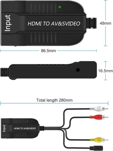 Miniatura 3 de HD 1080p HDMI a macho AV 3RCA S-Video compuesto convertidor de audio adaptador compatible con PAL/NTSC con micro cable