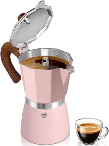 Miniatura 16 de Cafetera de café para estufa, cafetera de expreso de 3 tazas, olla de moka de aluminio, percolador de 5 oz 150 ml, fácil de preparar para estufas