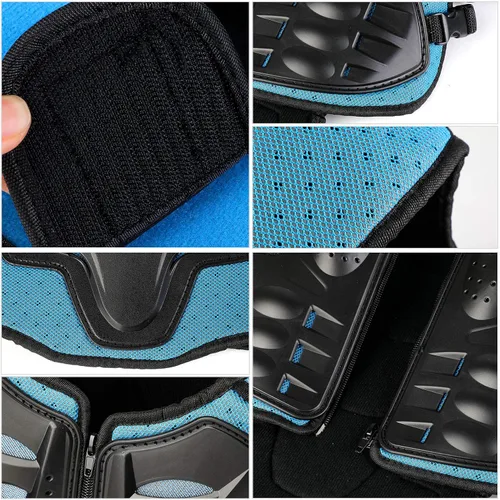 Miniatura 8 de JUSTDOLIFE 5 piezas de equipo de motocross juvenil, chaqueta de protección de armamento de motocicleta, armadura de motocicleta para niños con Azul