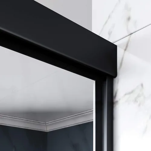 Miniatura 6 de ELEGANT Puerta corredera doble de ducha de 60 pulgadas de ancho x 72 pulgadas de alto, puertas de cristal de ducha de baño semi-marco, vidrio Negro