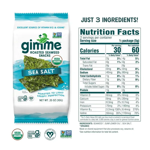 Miniatura 5 de Aperitivos de alga orgánica tostada de GimMe Health Foods