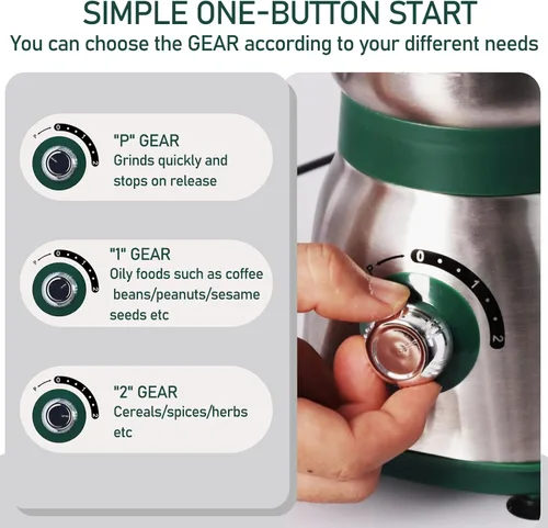 Miniatura 5 de Molinillo eléctrico para cocina, molinillo de granos de 500 W con 3 cuchillas de acero inoxidable, versátil molinillo de especias para café, moler
