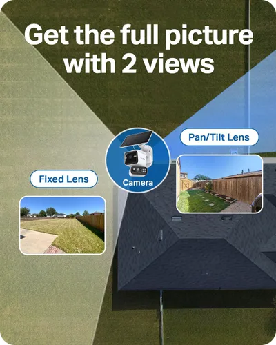 Miniatura 2 de Tapo Cámara de seguridad de doble lente 2K panorámica/inclinación inalámbrica con panel solar, gran angular de 165° + telefoto de 0.236 in