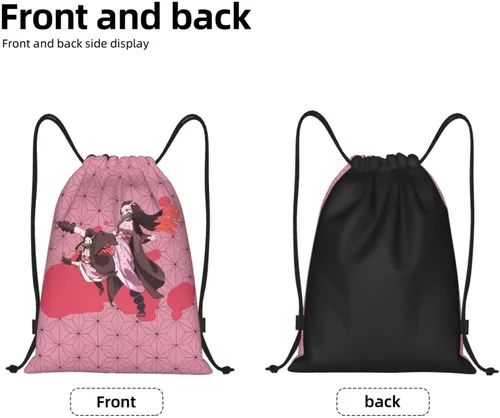 Miniatura 4 de Anime Kamado Nez-Uko Mochila con cordón para mujeres y hombres Deportes Gym String Sackpack impermeable bolsa de viaje con cordón, Negro -, Classic