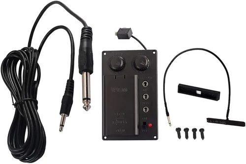 Miniatura 5 de Alnicov Negro eléctrico violín silencioso EQ Pickup Piezo con enchufe agujero cable violín traje cuerdas instrumentos piezas