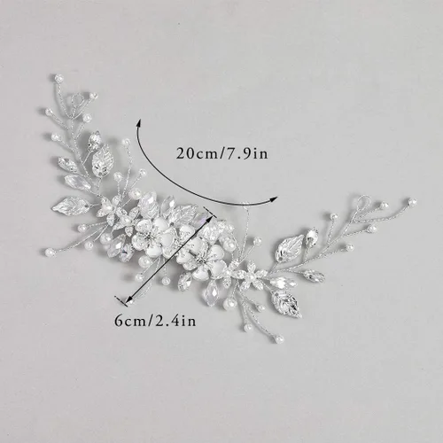 Miniatura 2 de GORAIS Accesorio para el cabello de novia para boda, diseño de flores de vid y diamantes de imitación, accesorio para el cabello para mujer