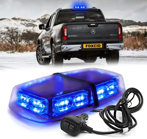 Miniatura 15 de Barra de luces estroboscópicas LED roja y azul de 12 pulgadas para techo, 72 LED, magnética, mini luz de advertencia de emergencia para vehículos