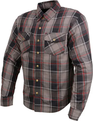 Miniatura 13 de Camisa de motociclista Milwaukee Leather para hombre, de franela a cuadros con fibra de aramida y armadura, Mediana MPM1654