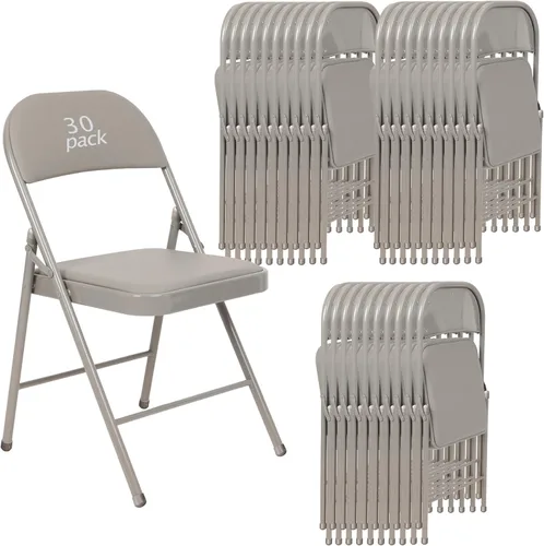 Miniatura 20 de Juego de 4 Sillas Plegables Tapizadas en Negro - Cómodas Sillas Apilables Portátiles para Interior y Exterior, Eventos, Fiestas, Oficina, Boda Negro