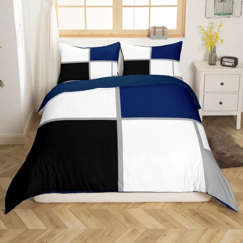 Miniatura 24 de Erosebridal Funda de edredón a rayas color negro y beige, funda de edredón bohemia moderna geométrica abstracta para mujeres, hombres y adultos
