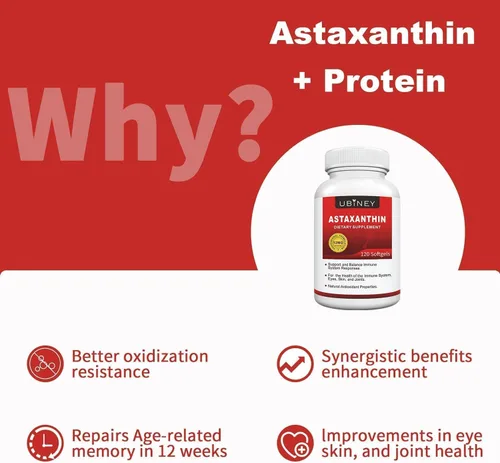 Miniatura 3 de Suplementos de astaxantina premium de 12 mg, cápsulas blandas, 120 porciones, apoya la salud inmunológica, de la piel, de los ojos