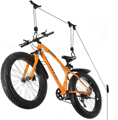 Wallmaster Soporte de techo para bicicleta, elevador de techo para bicicleta, sistema de polea de bicicleta para garaje, ganchos de bicicleta de