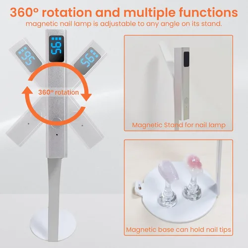Miniatura 3 de Mini luz ultravioleta de mano para uñas de gel con soporte magnético para secador de uñas de un dedo con pantalla LCD Lámpara de uñas inalámbrica