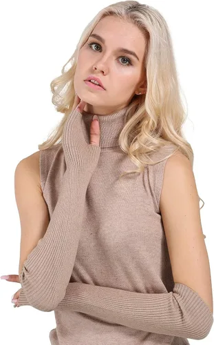 Miniatura 60 de Facecozy Calentadores de brazos para mujer, mezcla de lana de cachemira, guantes largos sin dedos para mujer, guantes para clima frío con agujero