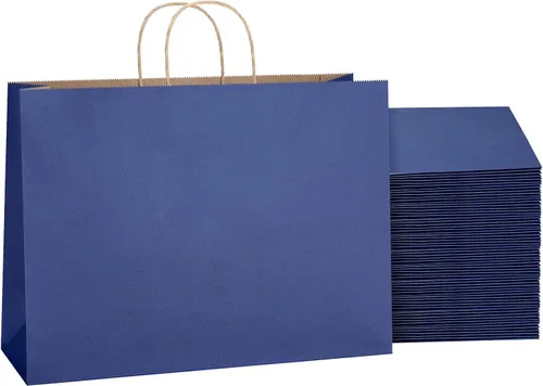 Miniatura 8 de SHOPDAY Bolsas de papel negro con asas de 16 x 6 x 12 pulgadas, paquete de 25 bolsas de papel kraft grandes a granel, bolsas de compras, bolsas
