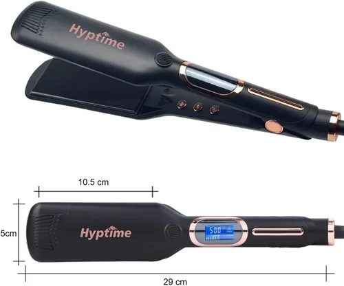 Miniatura 5 de Plancha plana de cerámica de titanio de 2 pulgadas, control de temperatura LCD de 150-500 °F, alisador de pelo de doble voltaje de calentamiento