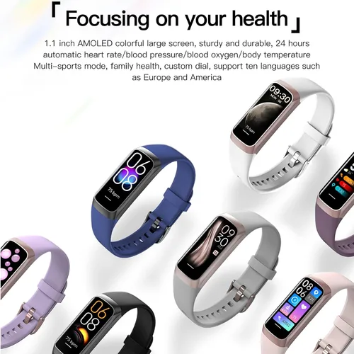 Miniatura 7 de Keep Health Fitness Trackers para mujeres y hombres Amoled Step Counter Slim Thin 25 modos deportivos con monitor de presión arterial de frecuencia