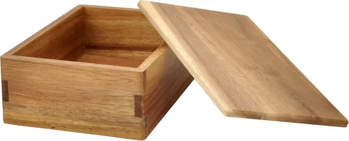 Caja de almacenamiento de madera con tapa, caja de almacenamiento para guardar joyas, monedas, tarjetas, tesoro pequeño, caja decorativa de acacia