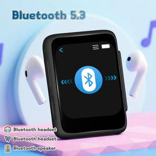 Miniatura 2 de Reproductor de MP3 para niños con Bluetooth y altavoz, reproductor de música portátil simple para niños, radio FM de 32 GB, lector de libros Negro