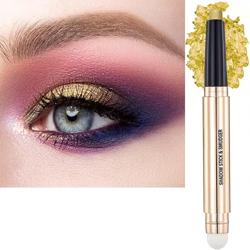 Miniatura 19 de Lápiz delineador de ojos y sombra de ojos verde brillante, lápiz de sombra de ojos cremoso, brillante, suave, hipoalergénico, resistente al agua