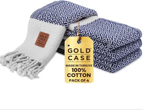 Miniatura 30 de Gold CASE - Juego de 4 Toallas de Mano Turcas para Baño, 20 x 40 pulgadas, Toallas de Baño 100% Algodón, Toalla Pequeña de Cocina Aphrodite