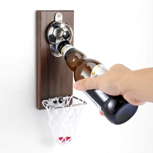 Miniatura 11 de Arola Abrebotellas magnético de bola de billar, abridor de pared de metal extraíble con colector de tapas, regalo de cumpleaños para entusiastas
