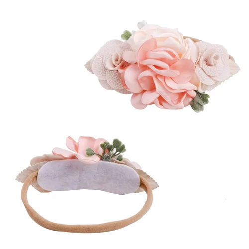 Miniatura 2 de Diademas de flores de nailon para bebé niña, con moños de flores, accesorios elásticos para el cabello, corona, envolturas florales hechas a mano