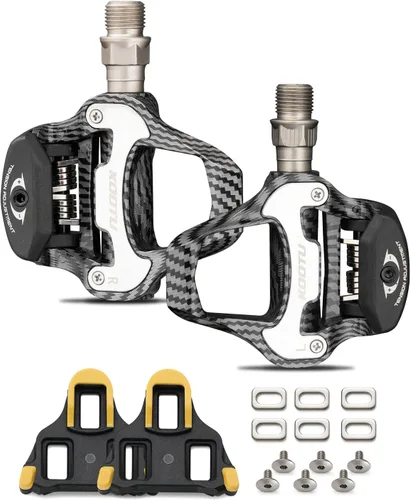 Miniatura 8 de SAVADECK Pedales de bicicleta de carretera, pedales de aleación de aluminio con tacos para sistema Shimano/Mirada, pedales autobloqueantes sin clip