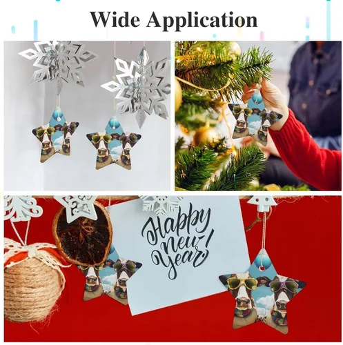 Miniatura 3 de Adorno de vacas en gafas de sol de porcelana de doble cara de 3 pulgadas, casa de campo, árbol de Navidad, accesorios para colgar, adorno de regalo