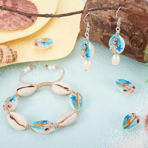 Miniatura 4 de Cheriswelry 200 cuentas de concha de cauri de ojo malvado sin perforar para playa, diseño de conchas marinas, corte liso, cuentas espaciadoras