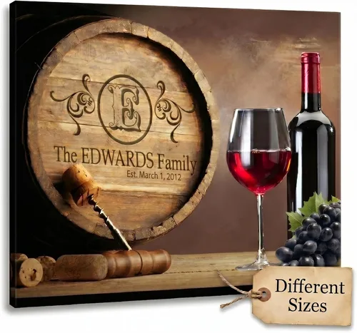 MuralMax Lienzo decorativo personalizado para pared, diseño de barril de vino del valle de Napa, regalos para padres, abuelos, recién casados,