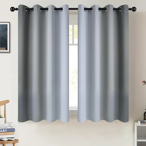 Miniatura 108 de COSVIYA Cortinas 100% Opacas Azul Degradado con Lazos Ajustables para Cocina Aislamiento Térmico Oscurecimiento de Habitación Cenefa con Bolsillo