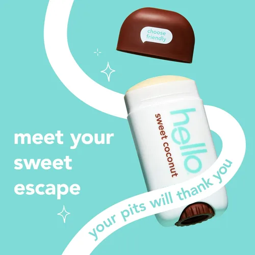Miniatura 2 de hello Sweet Coconut - Desodorante sin aluminio para mujeres y hombres con manteca de karité, frescura de 24 horas, desodorante sin bicarbonato