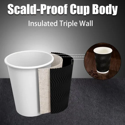 Miniatura 3 de Lamosi Vasos de café de 10 onzas – Paquete de 120, Vasos de Papel Corrugado Aislante Desechables de 10oz, Vasos de Pared Ondulada Kraft para Bebidas
