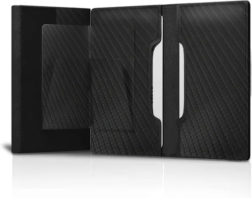 Miniatura 4 de LAZIPPA Cartera inteligente para hombre, de bolsillo, minimalista, con soporte para rastreador, cartera de cuero con bloqueo RFID, elegante cartera
