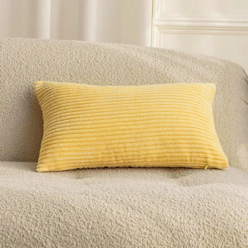 Miniatura 63 de Home Brilliant Funda de cojín decorativo amarillo mostaza 18x18 de pana acanalada suave a rayas decoración de otoño para sofá cama decoración