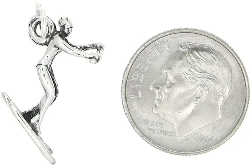 Miniatura 2 de LGU Dije de esquiador acuático 3D oxidado de plata esterlina, Plata esterlina