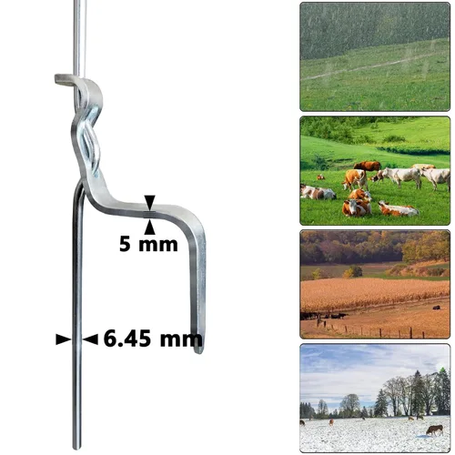 Miniatura 3 de ARIFARO Poste de valla escalonado de 41 pulgadas, color blanco, postes eléctricos de metal resistente para cercado temporal, protección del jardín