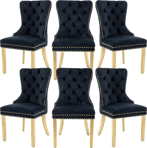 Miniatura 13 de Juego de 2 sillas de comedor de terciopelo, sillas de comedor tapizadas, sillas modernas de mediados de siglo con respaldo capitoné de enrejado