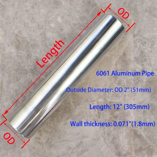 Miniatura 2 de Tubo de aluminio de 51 mm, diámetro externo recto de 2 pulgadas, tubo intercooler, tubo de admisión de aire, longitud de 305 mm, tubo de aleación